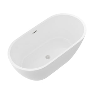 Elegant Oval Freestanding Bathtub, Overflow & Pop Up Drain