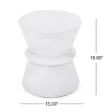 Outdoor Lightweight Concrete End Table with Hourglass Structure, Antique White