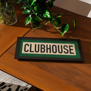 Framed Clubhouse Golf Art Scroll Sign