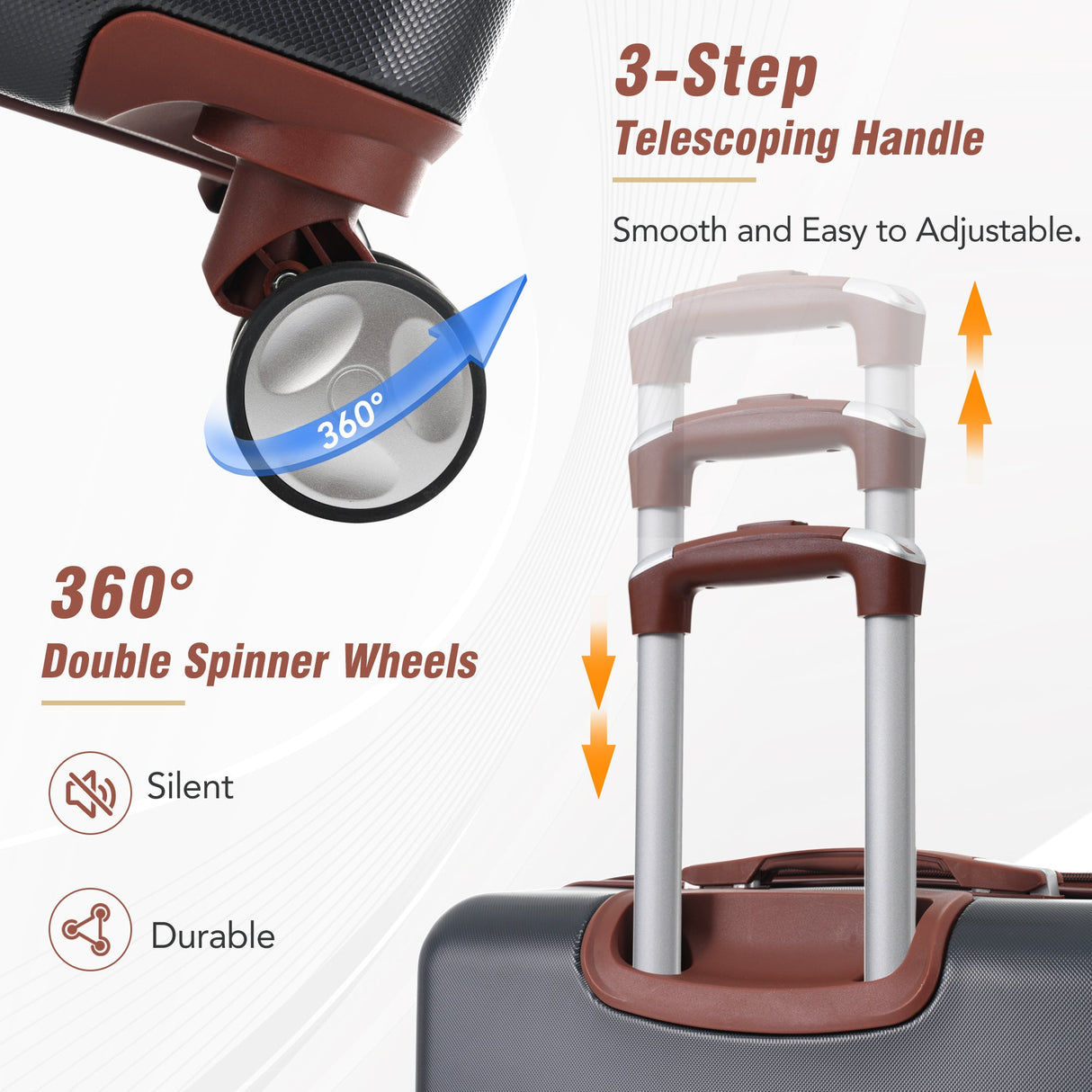 20 in hard side 2 piece lightweight suitcase set with spinner wheels