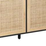 Elegant and Functional 4-Door Rattan Decorative Storage Cabinet