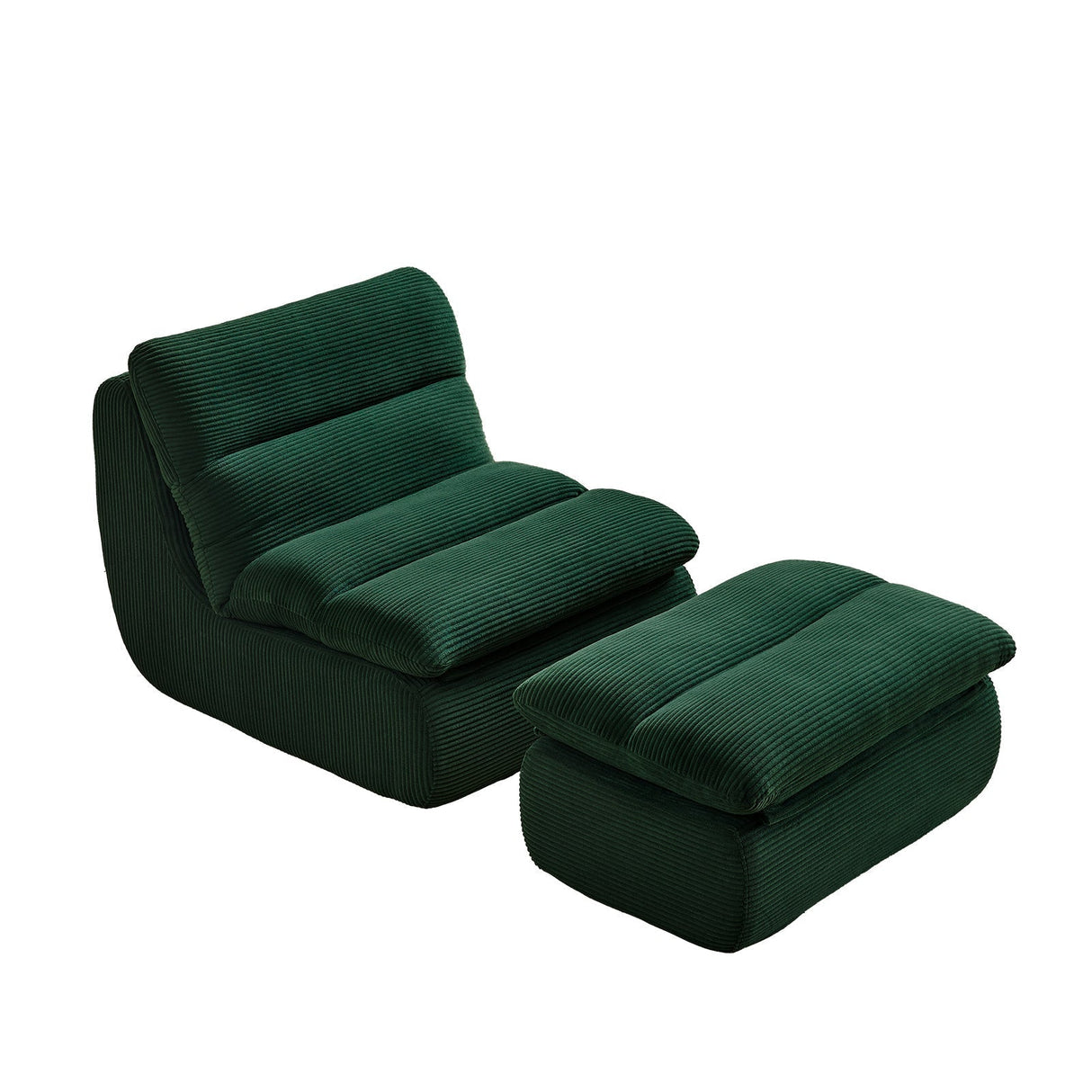 Modern Compressed Lounge Chair with OttomanCozy Corduroy Recliner