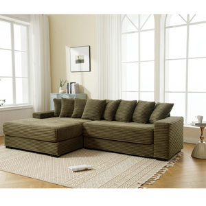 Oversized Two-Piece Corduroy Sofa with Left Chaise Daybed