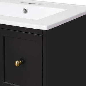 Wall-Mounted Bathroom Vanity Set With Sink, 2 Drawers And Soft-Close Door