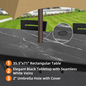 Outdoor Modern Patio Dining Table, Post Tapered Legs, Weatherproof & Rust Free