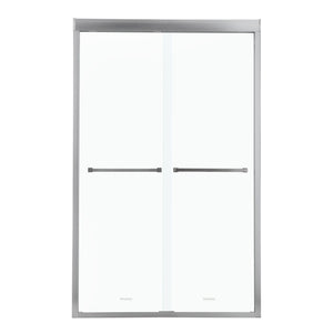Modern Double Sliding Shower Enclosure with Tempered Glass - Pearl Silver, Gray, Black