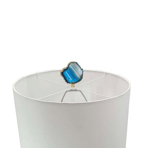 15x29.5 Blue and White Agate Slice Table Lamp with Marble Base
