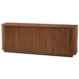 Sideboard Storage Cabinet TV Stand with Wave Pattern in Walnut