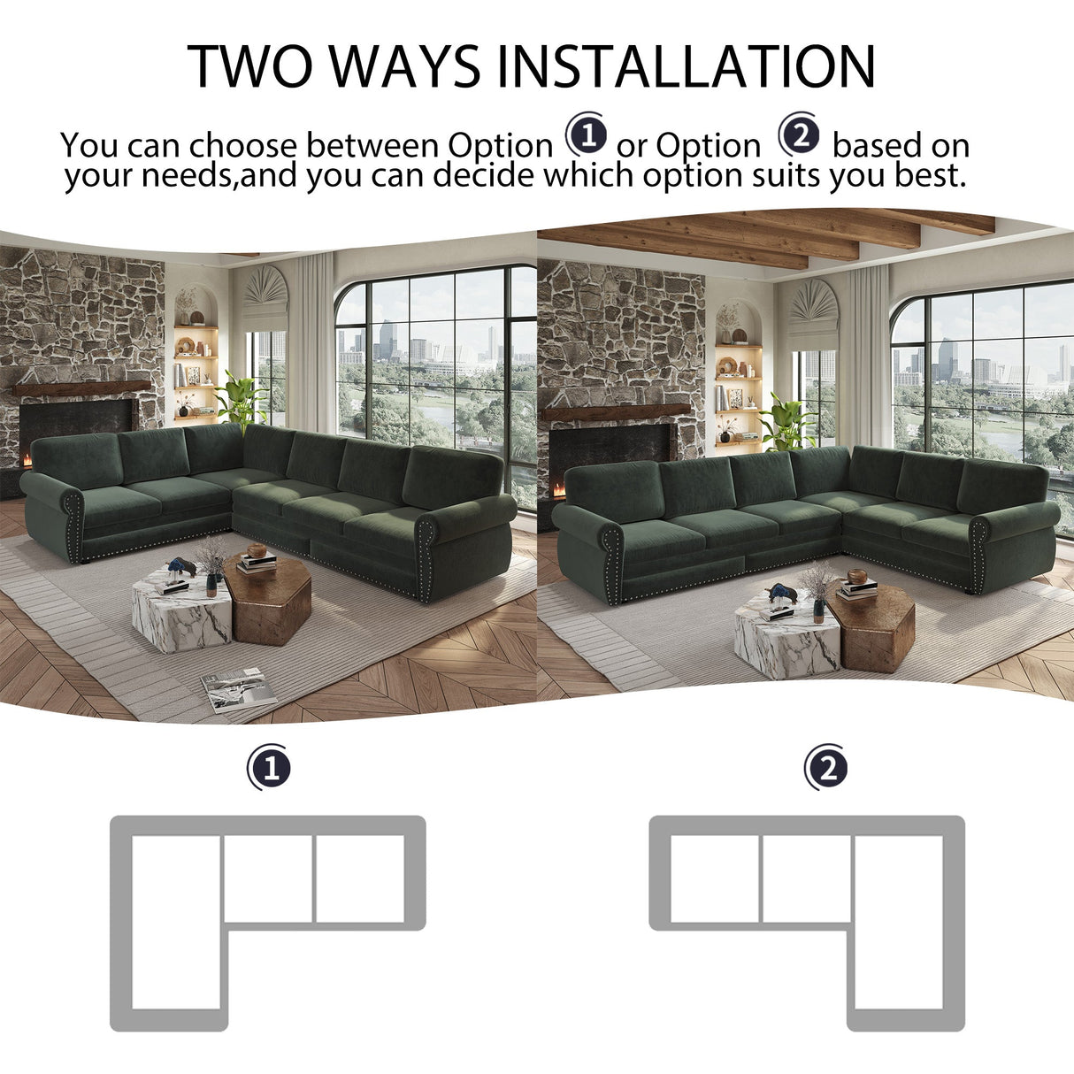 118" L-Shaped Convertible Sofa Couch