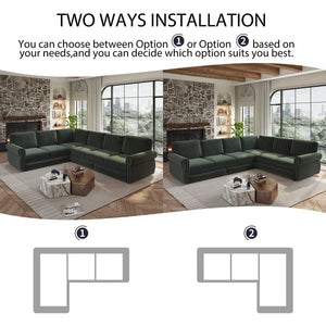 118" L-Shaped Convertible Sofa Couch