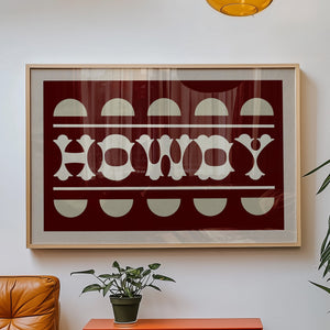 Howdy Maroon Typography Art Poster Print