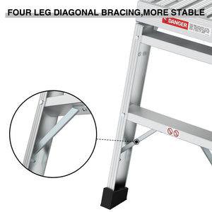 Work Platform Aluminum Portable Bench Folding Ladder