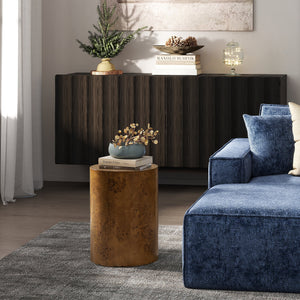 Nebula 22' Accent Pillar Side Table, Medium Brown Walnut Burl Wood