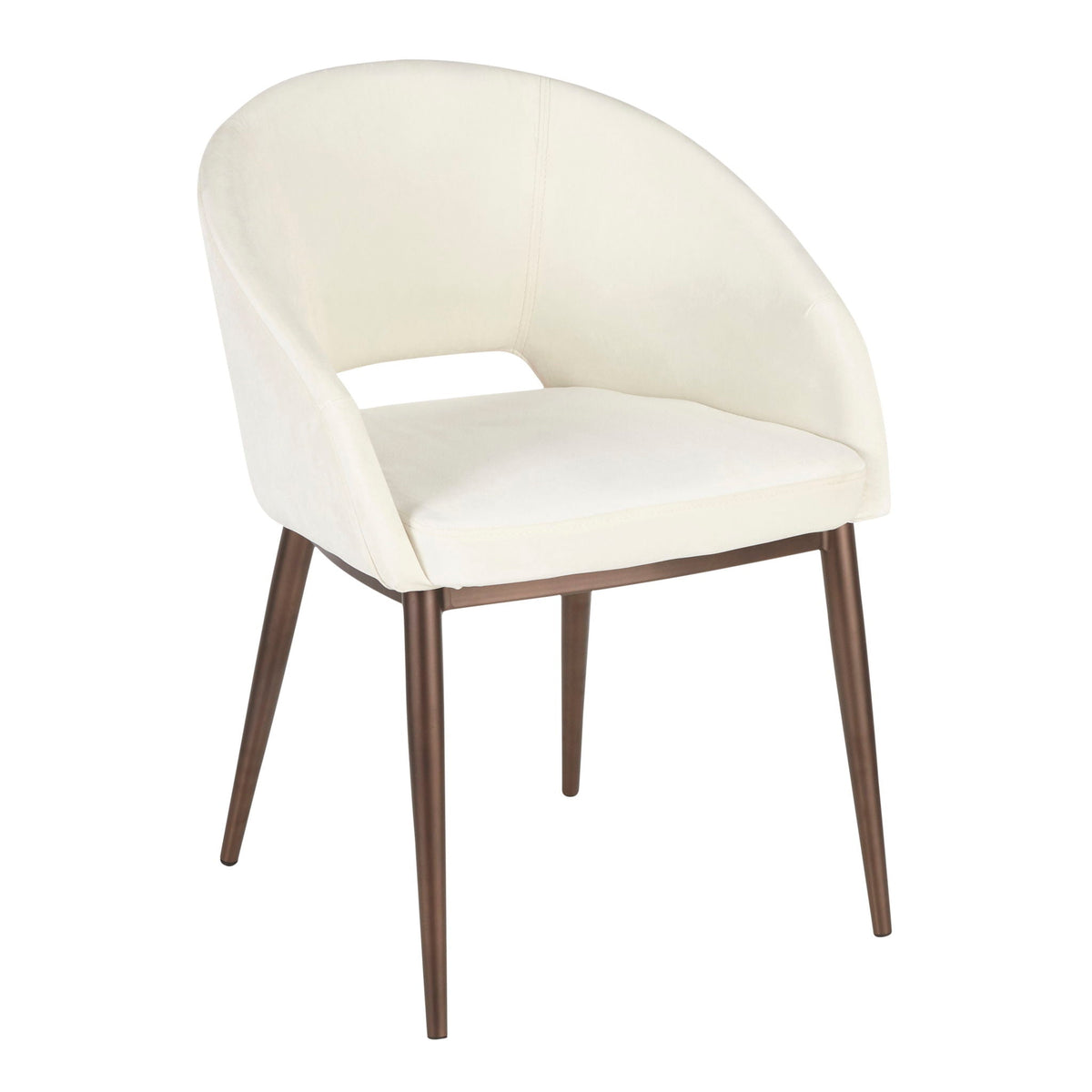 Contemporary Chair with Cut-Out Backrest - Cream / Copper