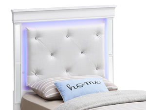 Bed With LED Light Accents Headboard