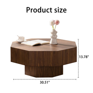 30.51 Inch Wooden Octagonal Coffee Table for Living Room