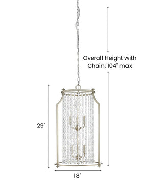 Desiree 6-Light 18"w Pendant Foyer Hanging Light Fixture Silver Ridge Grey Finish by Progress