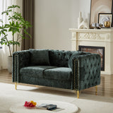 60-Inch Chenille Pull Buckle Design Sofa