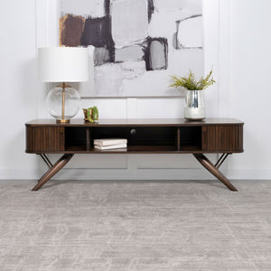 Valna Wood 71-inch TV Stand with Sliding Doors Walnut