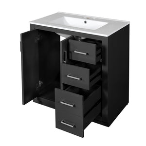 Bathroom Vanity with Ceramic Sink and Storage Cabinet - Dark Green, White, Black, or Blue