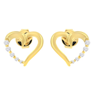 14K Yellow Gold 1/8 Cttw Diamond Journey Heart Hoop Earrings (K-L Color, I1-I2 Clarity)