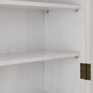 Vintage Double Door Wall Cabinet With Three Tiers Storage And Towel Rack - White Washed