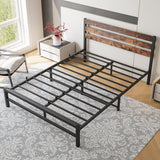 Industrial Metal & Wood Platform Bed Frame