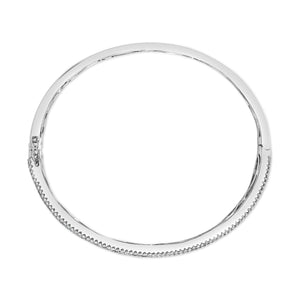 18K White Gold Alternating Diamond and 8.00 Cttw Princess Cut Blue Sapphire Multi Row Bangle Bracelet (G-H Color, VS1-VS2 Clarity) - 7" Inches