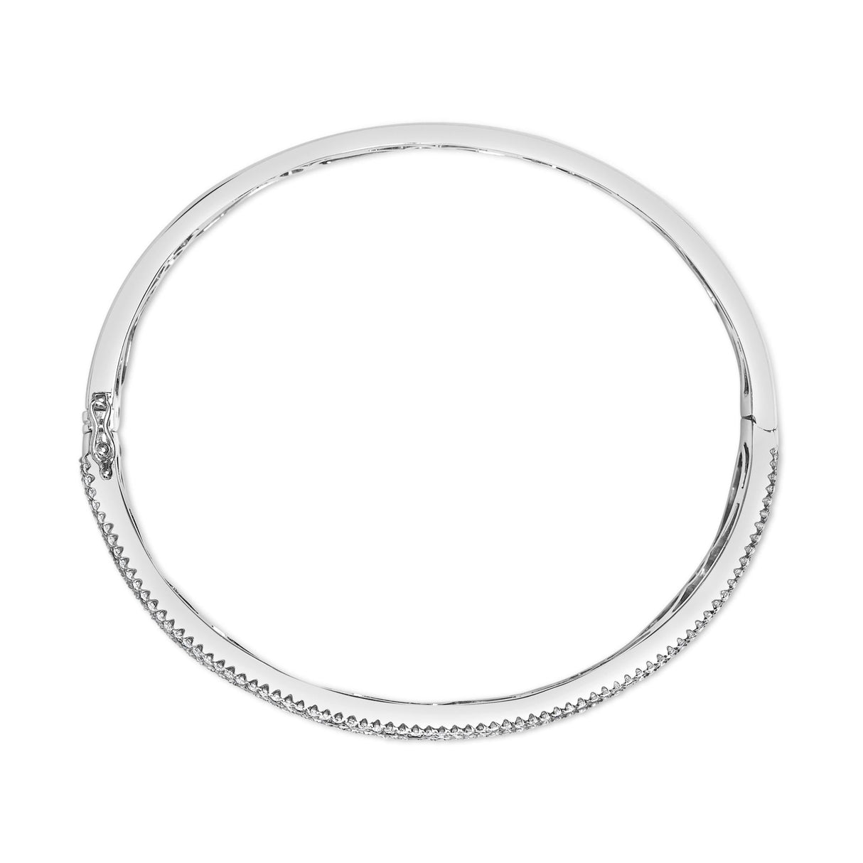 18K White Gold Alternating Diamond and 8.00 Cttw Princess Cut Blue Sapphire Multi Row Bangle Bracelet (G-H Color, VS1-VS2 Clarity) - 7" Inches