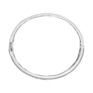 18K White Gold Alternating Diamond and 8.00 Cttw Princess Cut Blue Sapphire Multi Row Bangle Bracelet (G-H Color, VS1-VS2 Clarity) - 7" Inches