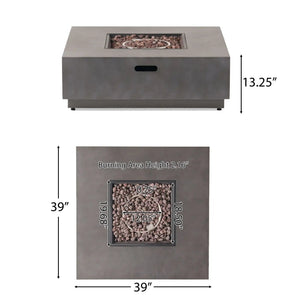 Modern Square Fire Pit with 50,000 BTU