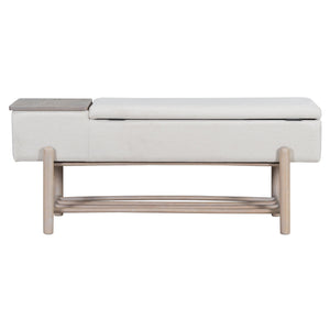 TREXM Farmhouse Upholstered Storage Bench with Hidden Compartment