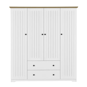 4 Door Wardrobe Armoire With 2 Drawers