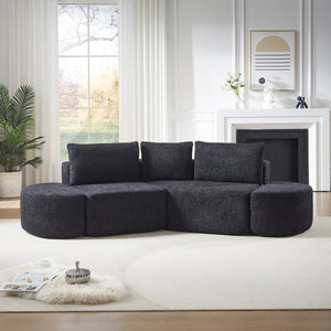 106.3-Inch V-Shaped Modular Sofa Set in Chenille Fabric