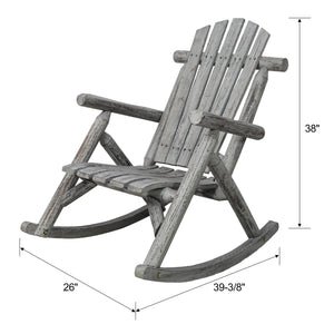 Durable Wooden Porch Rocker, Fir Log Rocking Chair