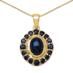 3.02 Carat Genuine Blue Sapphire .925 Sterling Silver Pendant