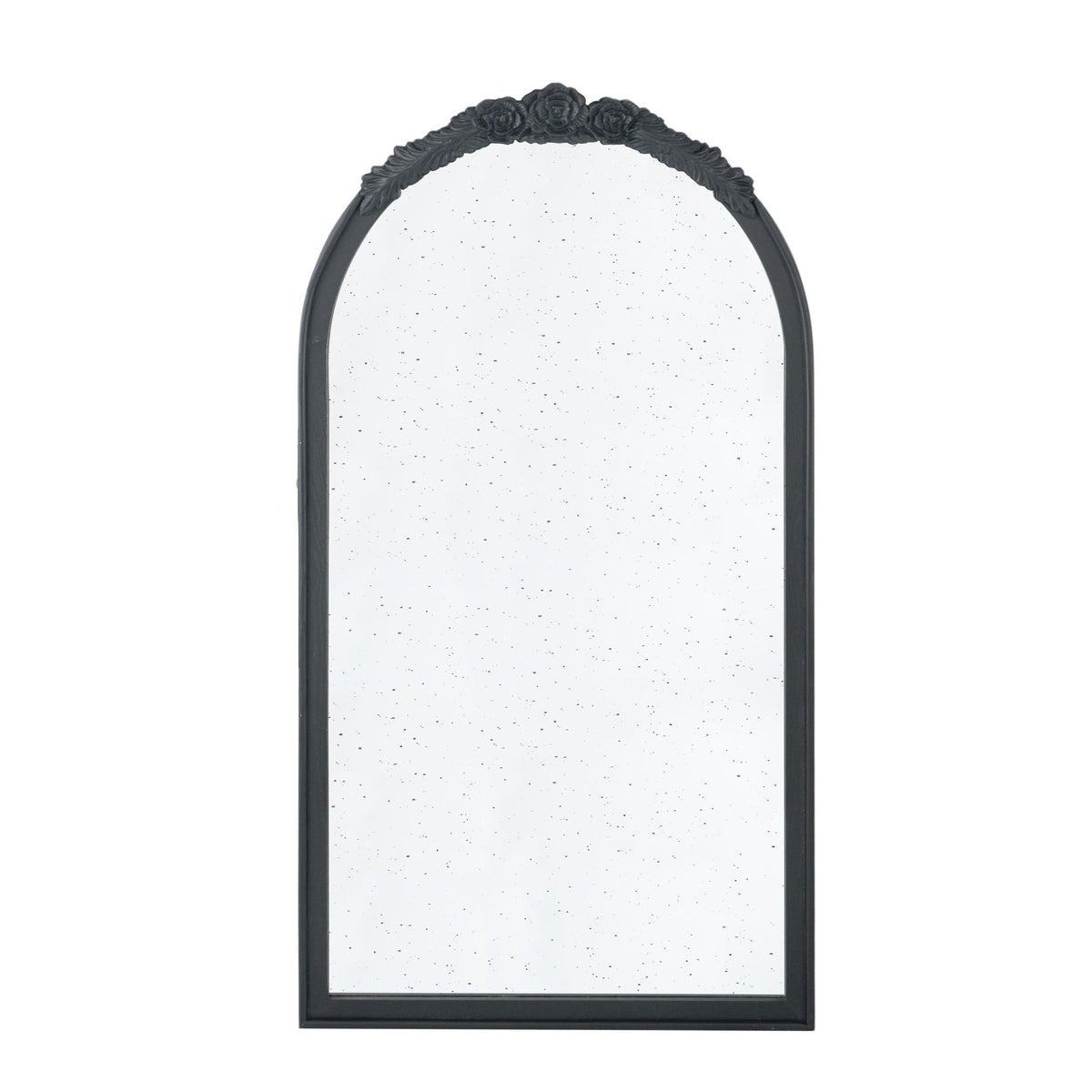 Hand Carved Rose Antique Mirror Frame, Wood Arch Mirror Wall Decor For Living Room