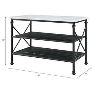Brahm - Kitchen Island - White Marble Top & Gray