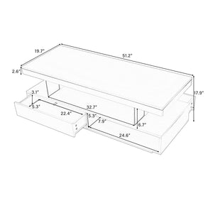 LED Coffee Table with 2 Drawers and Display Shelves - Black or White