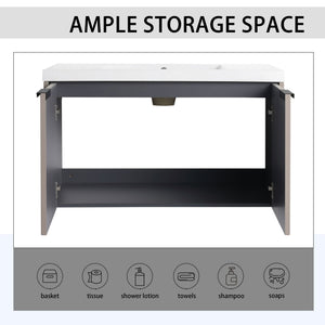 Contemporary Wall Mounted Bathroom Vanity With Resin Double Sink