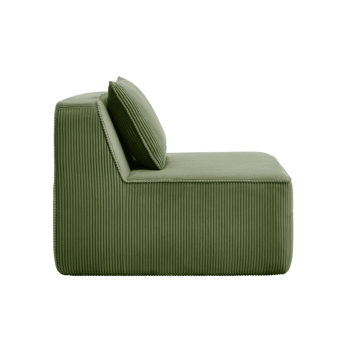 Armless Sofa with Pillow - Green Corduroy