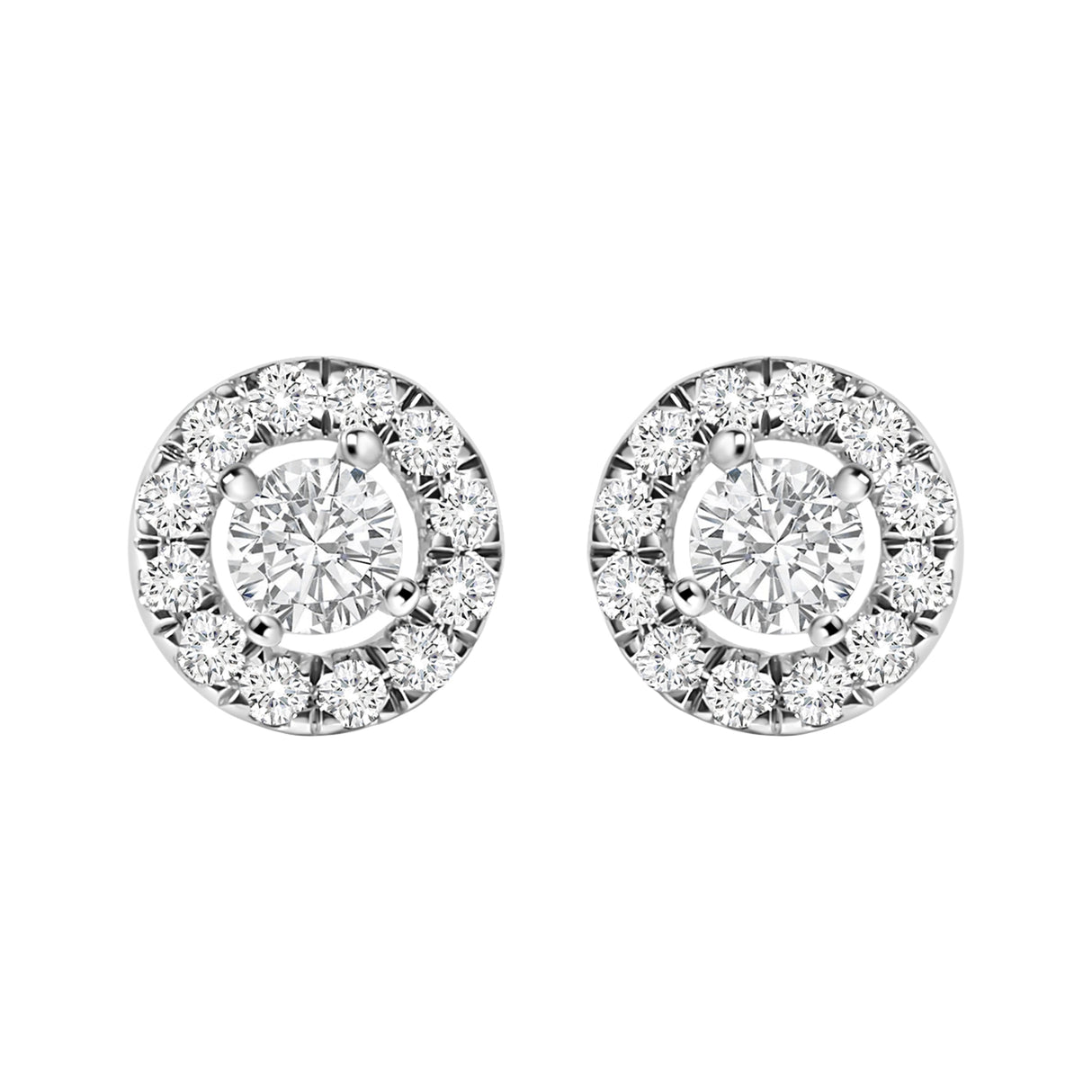 14K White Gold 3/4 Cttw Lab-Grown Diamond Floating Halo Stud Earring (F-G Color, VS1-VS2 Clarity)
