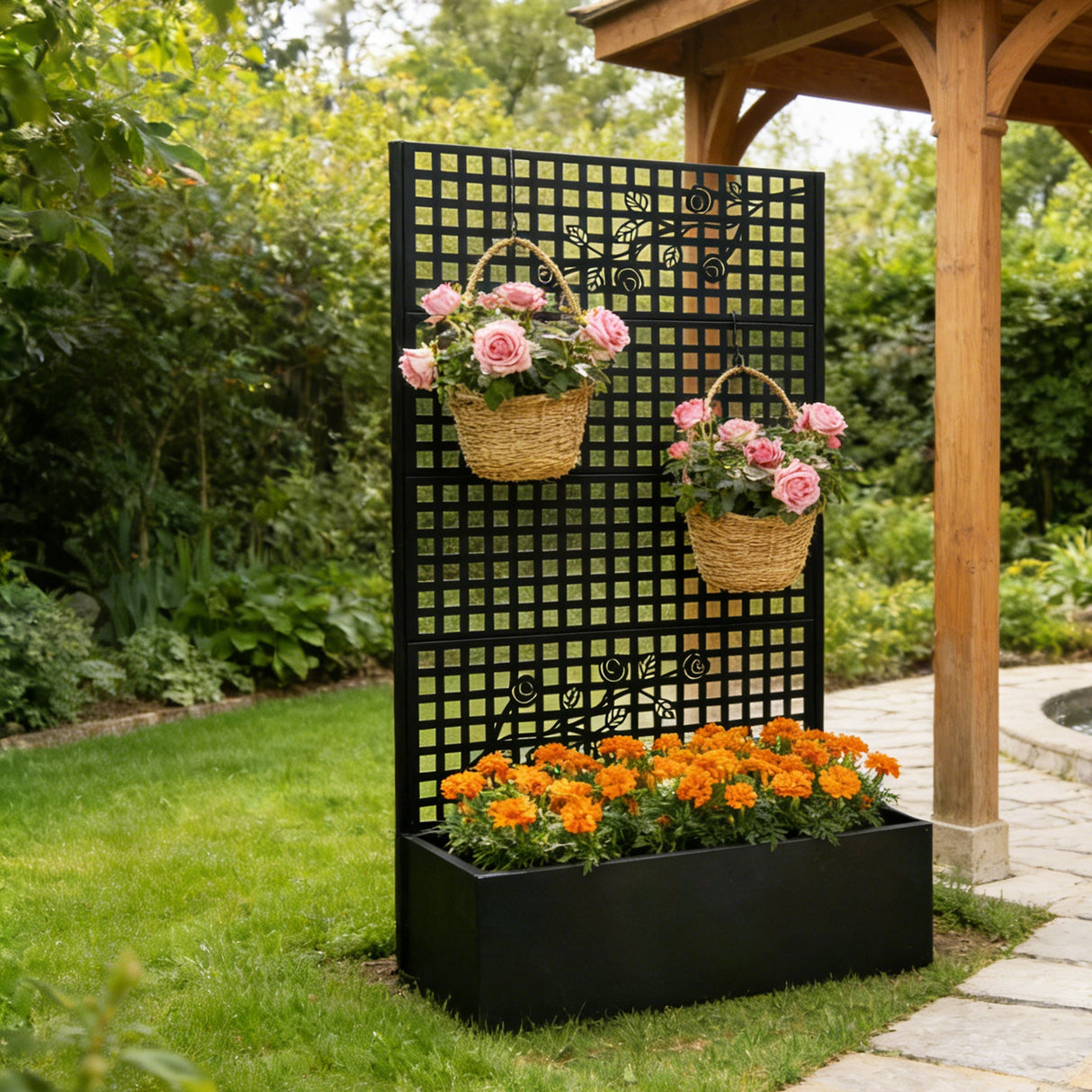 Metal Planter Box with Trellis