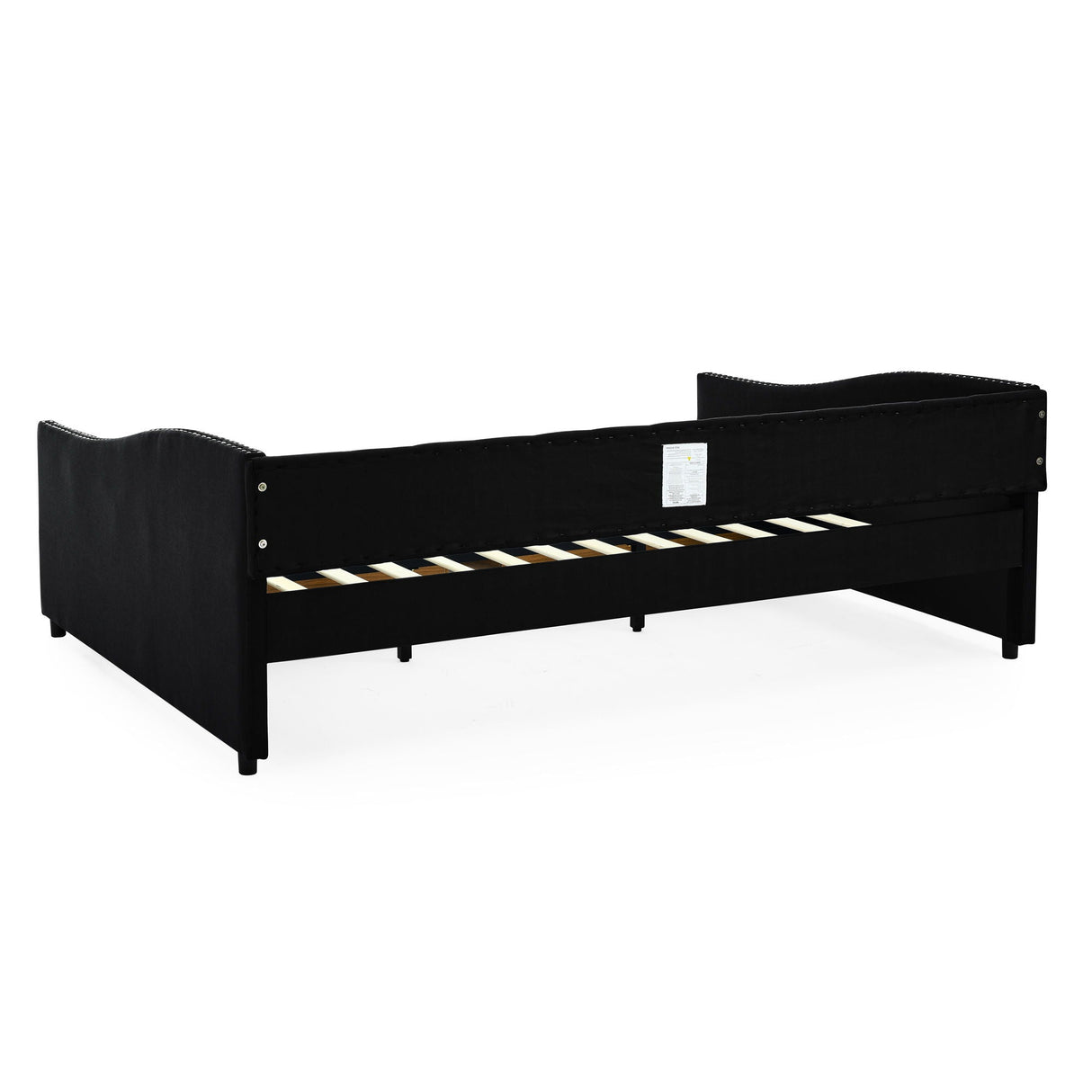 Upholstered Tufted Daybed With 2 Drawers, Waved Arms