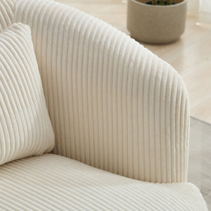 Wide Upholstered 360° Swivel Barrel Soft Chair With Pillow