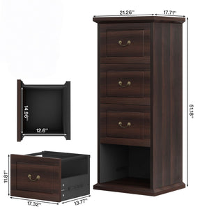 4 Drawer Vertical File Cabinet For A4 / Letter Files - Walnut