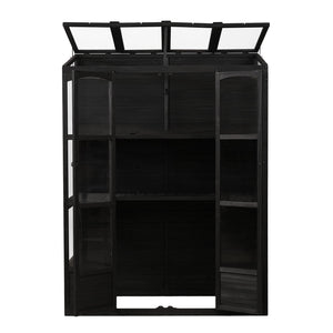 TOPMAX 78-inch Wooden Walk-in Greenhouse with Skylights and Folding Shelves