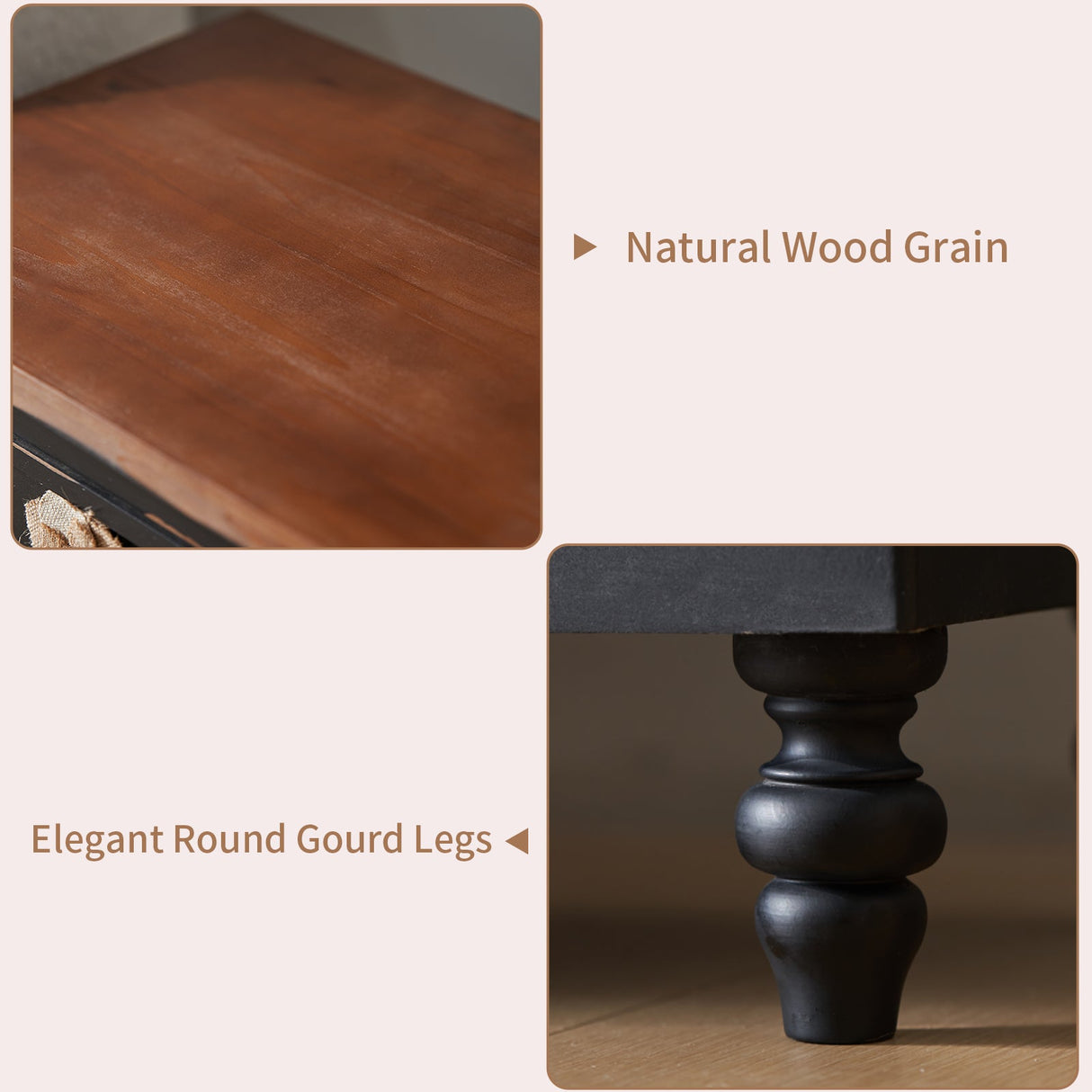 Rustic Dark Blue 2-Drawer Wooden Cabinet with Aged Finish & Floral Handles