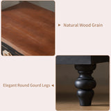 Rustic Dark Blue 2-Drawer Wooden Cabinet with Aged Finish & Floral Handles