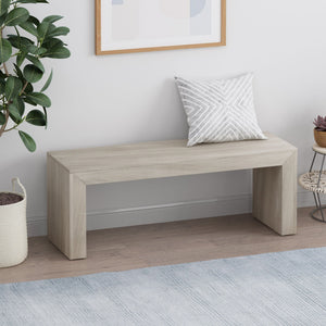 Acacia Wood Dining Bench with Farmhouse Style - Gray